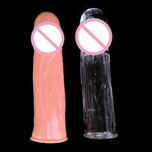 New Super Soft Realistic Male Penis Sleeve Extender Reusable Condom Dildo Enlargement Delay Time Cock Ring Sex Toys For Men