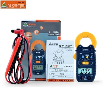 

HONEYTEK A3399 Mini Digital Clamp Multimeter Meter tester Current AC/DC Voltage Resistance Capacitance Frequency Tester Detectio