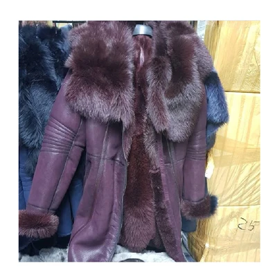 Женская куртка из турецкой овчины Тоскана Женская длинная шуба женская зимняя теплая куртка - Цвет: Purple