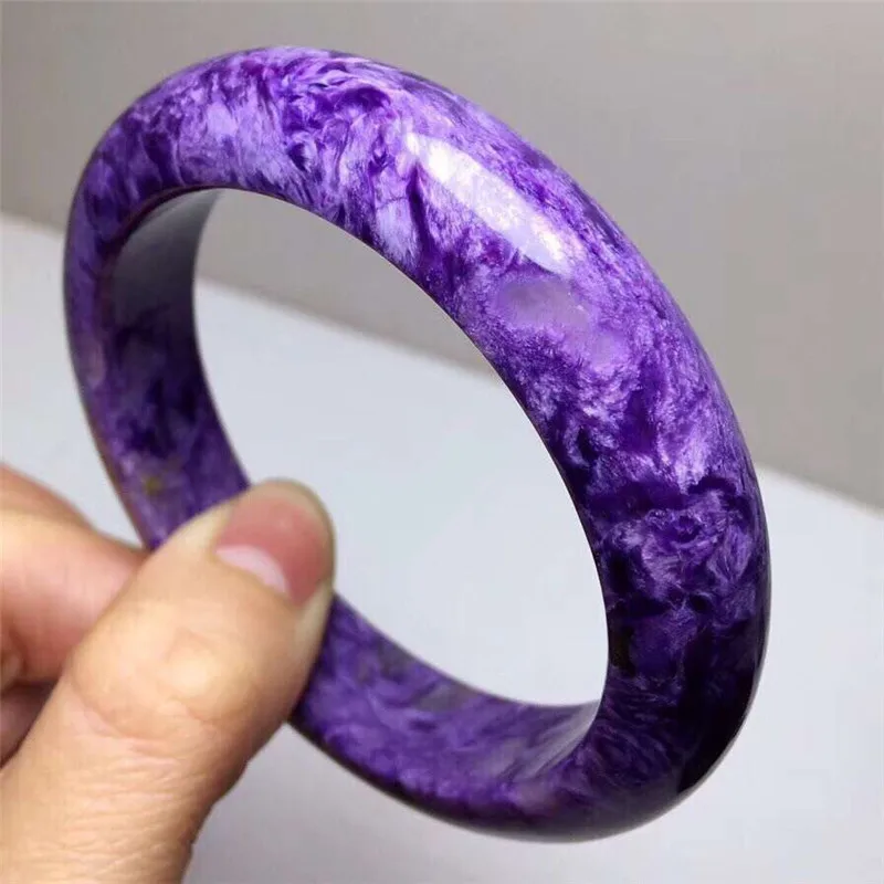 

56.6mm Genuine Natural Purple Charoite Bangles Gemstone Crystal 13.2x9mm Size For Women Female Gift Fashion Bangle Certificate