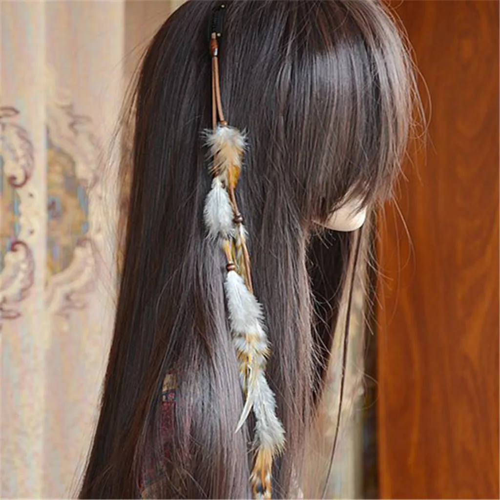 Behomian Ethnic Handmade Feathers Tassels Headband Hair Headpiece India Tribe Hippie Headband
