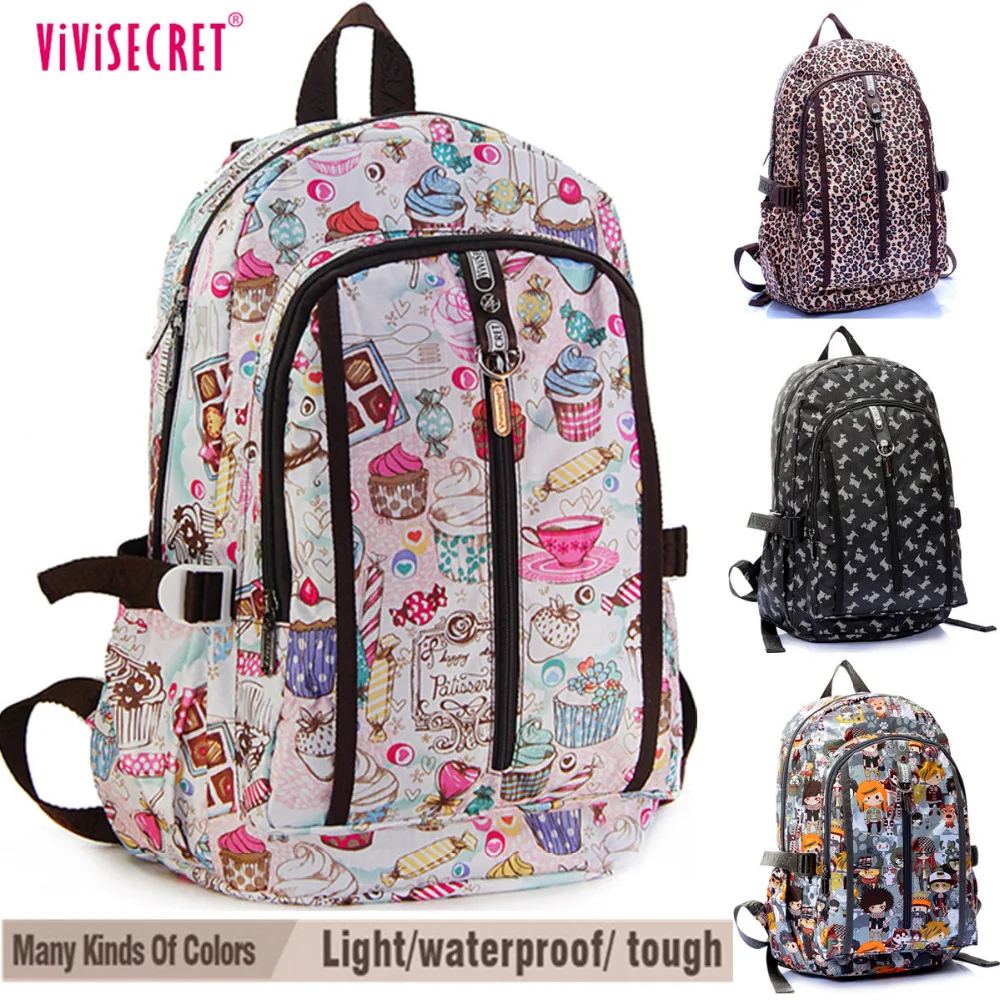 Famous Brand Women's Waterproof Nylon Backpacks Floral Flower Cartoon For Girl's Boys...