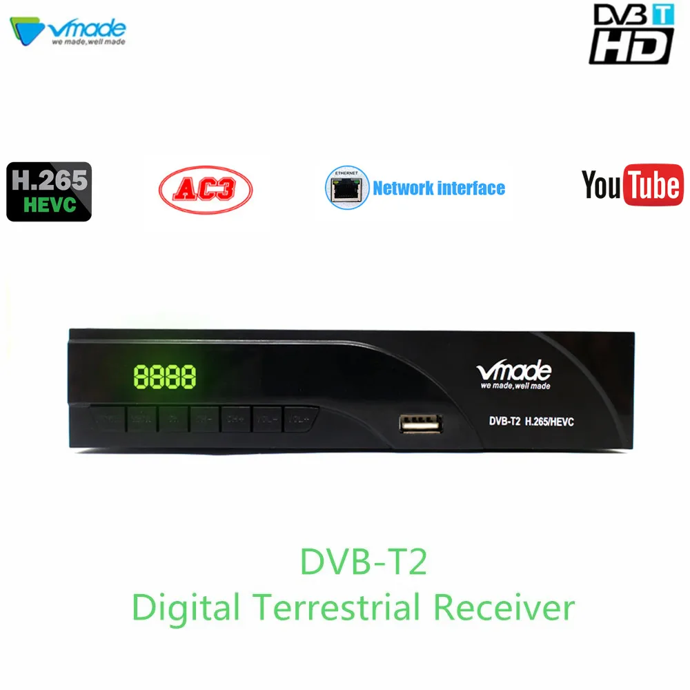 Vmade DVB-T2 эфирный приемник HD цифровой ТВ-тюнер DVB-T встроенный RJ45 H.265 MPEG-2/4 Поддержка Dolby AC3 Youtube tv Box