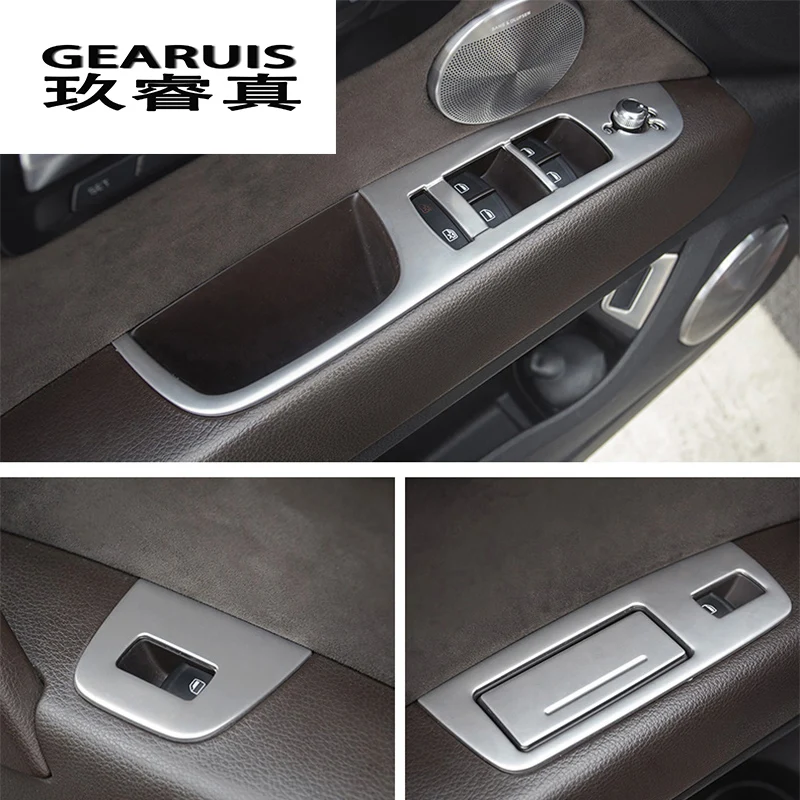 Автомобильный Стайлинг Внутренняя Панель кнопок декоративная крышка Накладка Стикеры Рамка для Audi Q7 нержавеющим стальным интерьером авто аксессуары для леворульных автомобилей