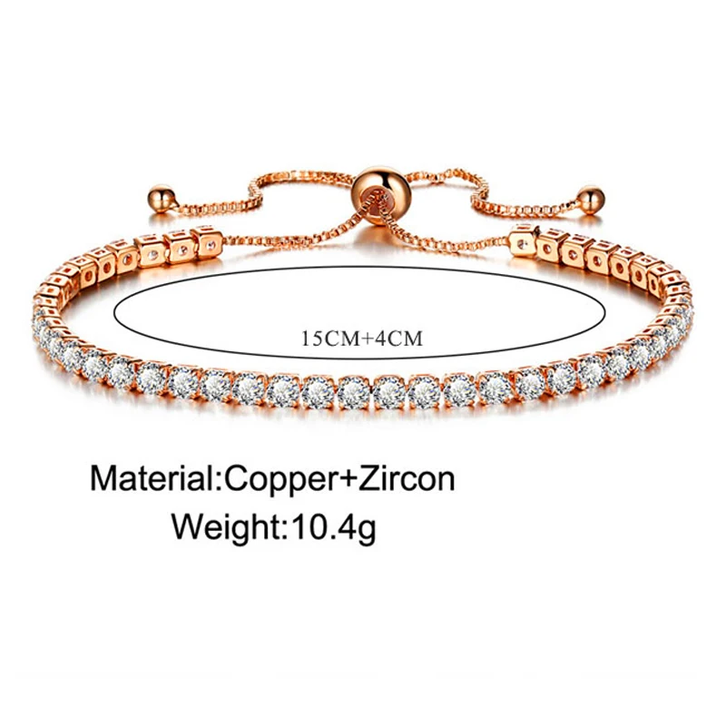 RoseGold 12 Модный кубический цирконий кристалл браслет и браслет золотистого цвета регулируемые браслеты браслет для женщин Свадебные украшения - Окраска металла: RoseGold 12
