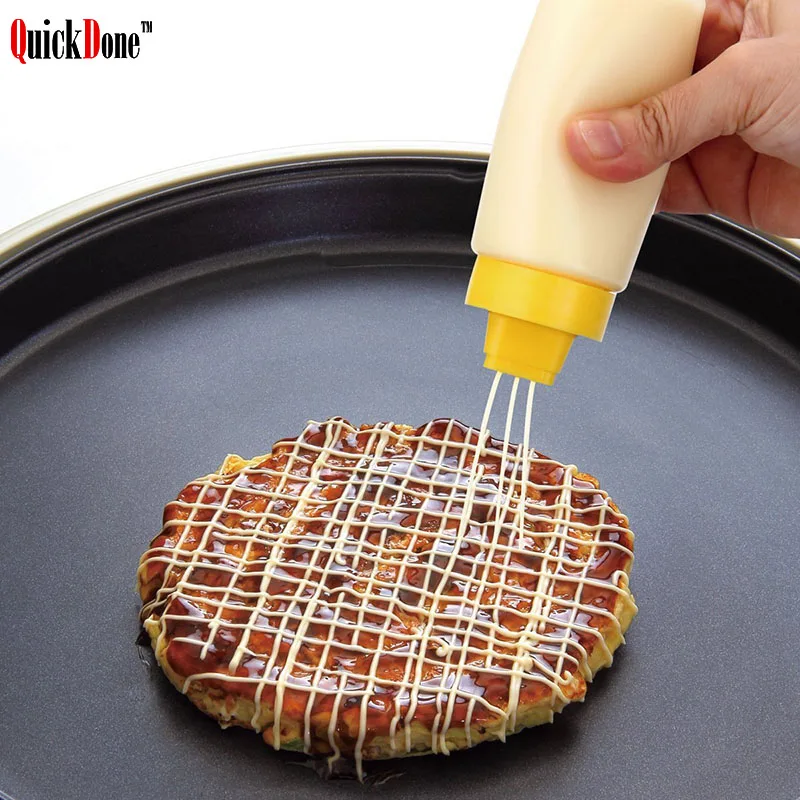 

QuickDone 4 Holes Squeeze Sauce Bottle Convenience Cream Oil Jam Ketchup Cake For Ketchup Jam Mayonnaise Olive Oil AKC5150