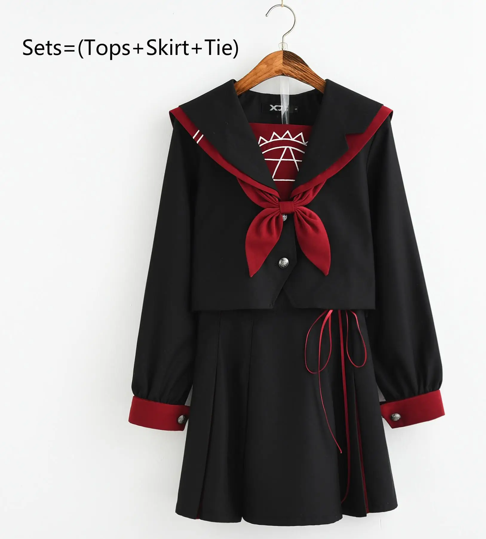 Новая школьная форма для девочек Магическая вышивка студенческий костюм с длинными рукавами японский косплей Jk колледж Матросская форма для девочек - Цвет: sets