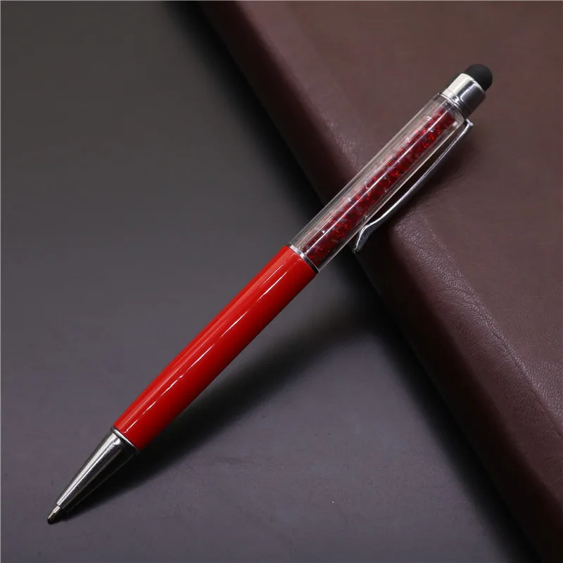 Металлическая кристальная шариковая ручка стилусы для сенсорных экранов офисная Алмазная шариковая ручка школьные письменные принадлежности канцелярские принадлежности - Цвет: Красный
