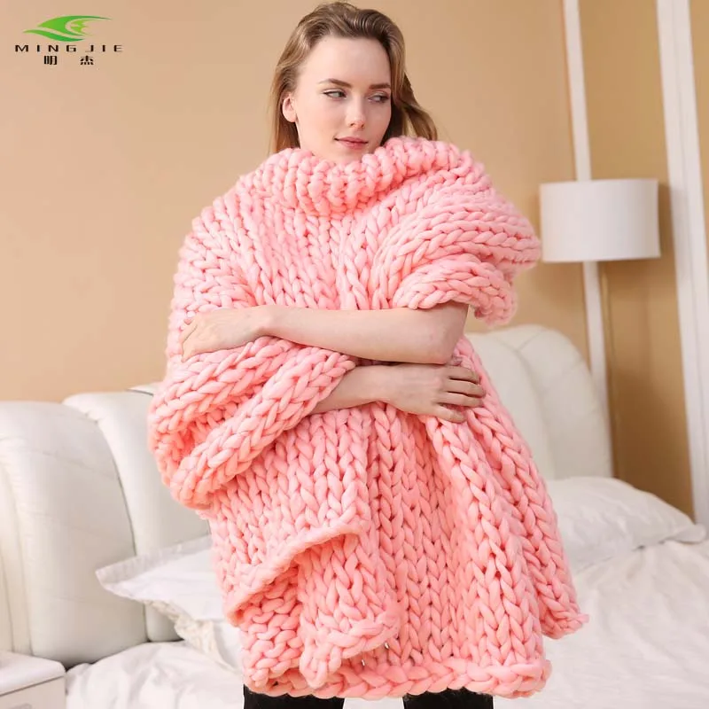 Soft Thick Line Giant Yarn Chunky Knitted Blanket Hand Weaving Photography Props Blankets