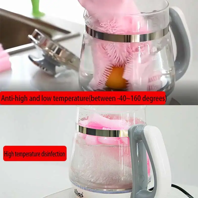 A Pair Silicone Dishwashing Gloves Magic Cleaning Hand Kitchen Dish Washing Gloves Rubber Multipurpose Home Bathroom Dirty Tool