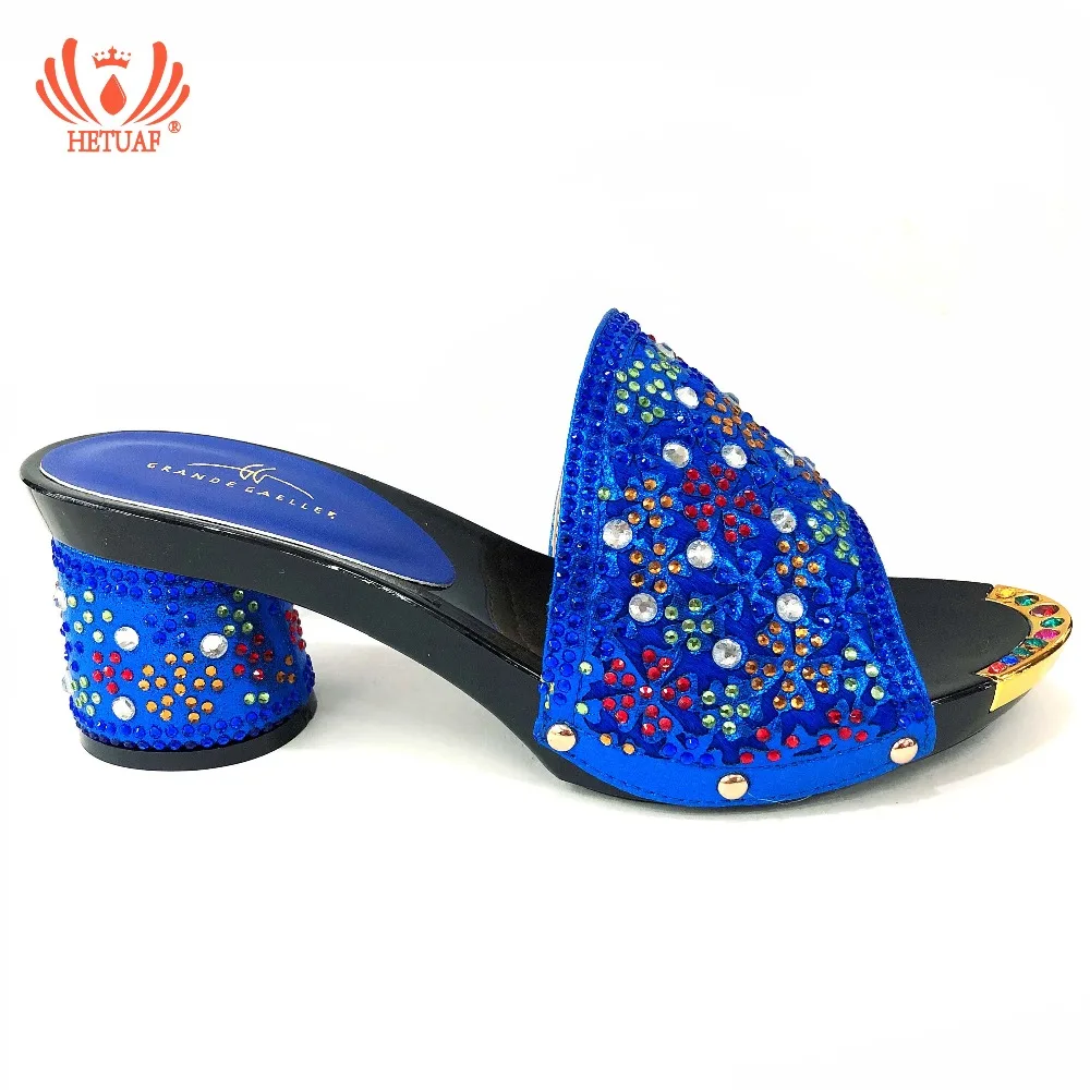 

New Ladies Royal Blue Pumps African Sandal Shoes for Parties Summer Shoes Nigerian Women Wedding Shoes African Women Party Shoes