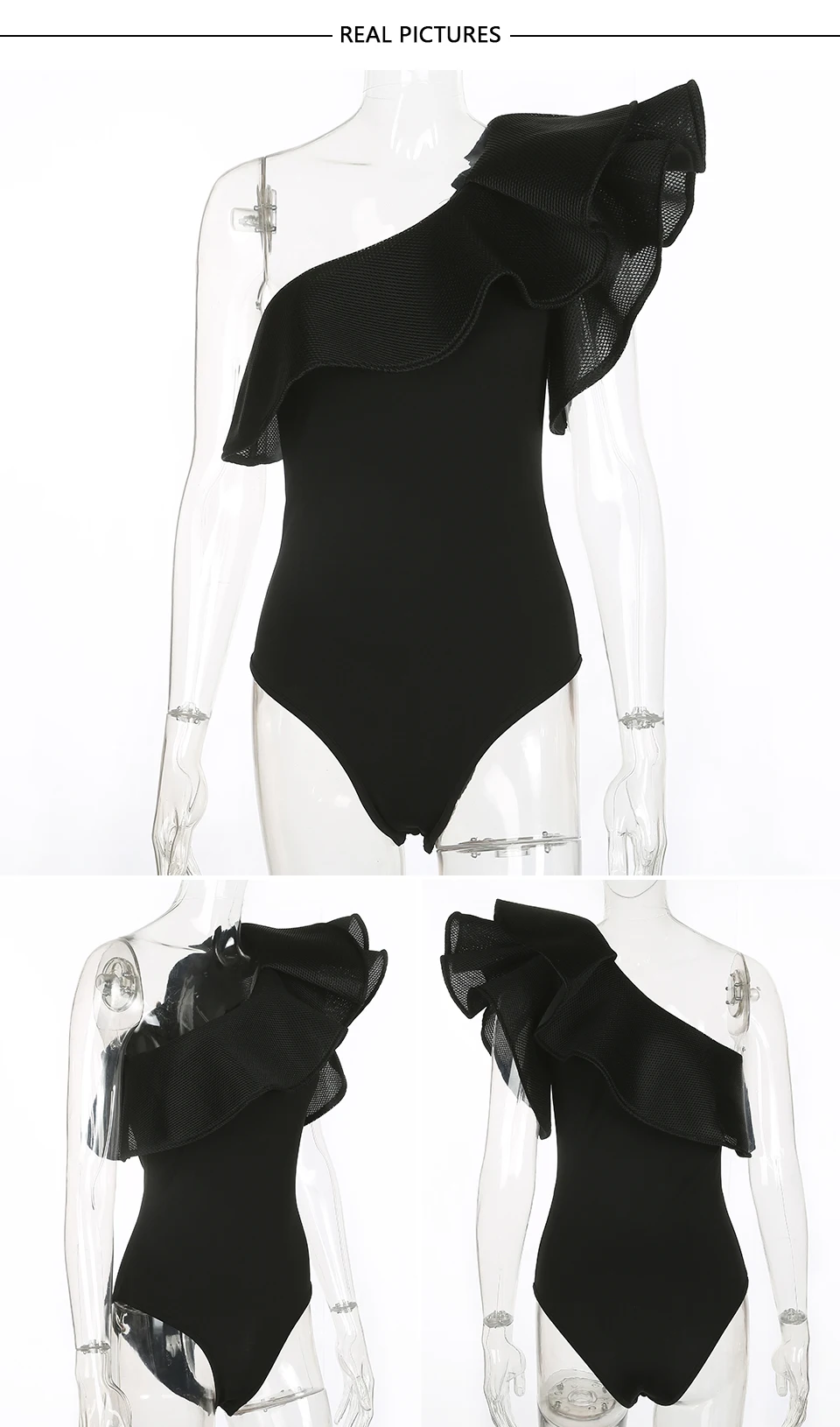 black bodysuit Gagaopt 2018 Summer Fashion Ruffle Bodysuit Women Black/White Ladies One Shoulder Elegant Sexy Bodysuit Jumpsuit Overalls corset bodysuit