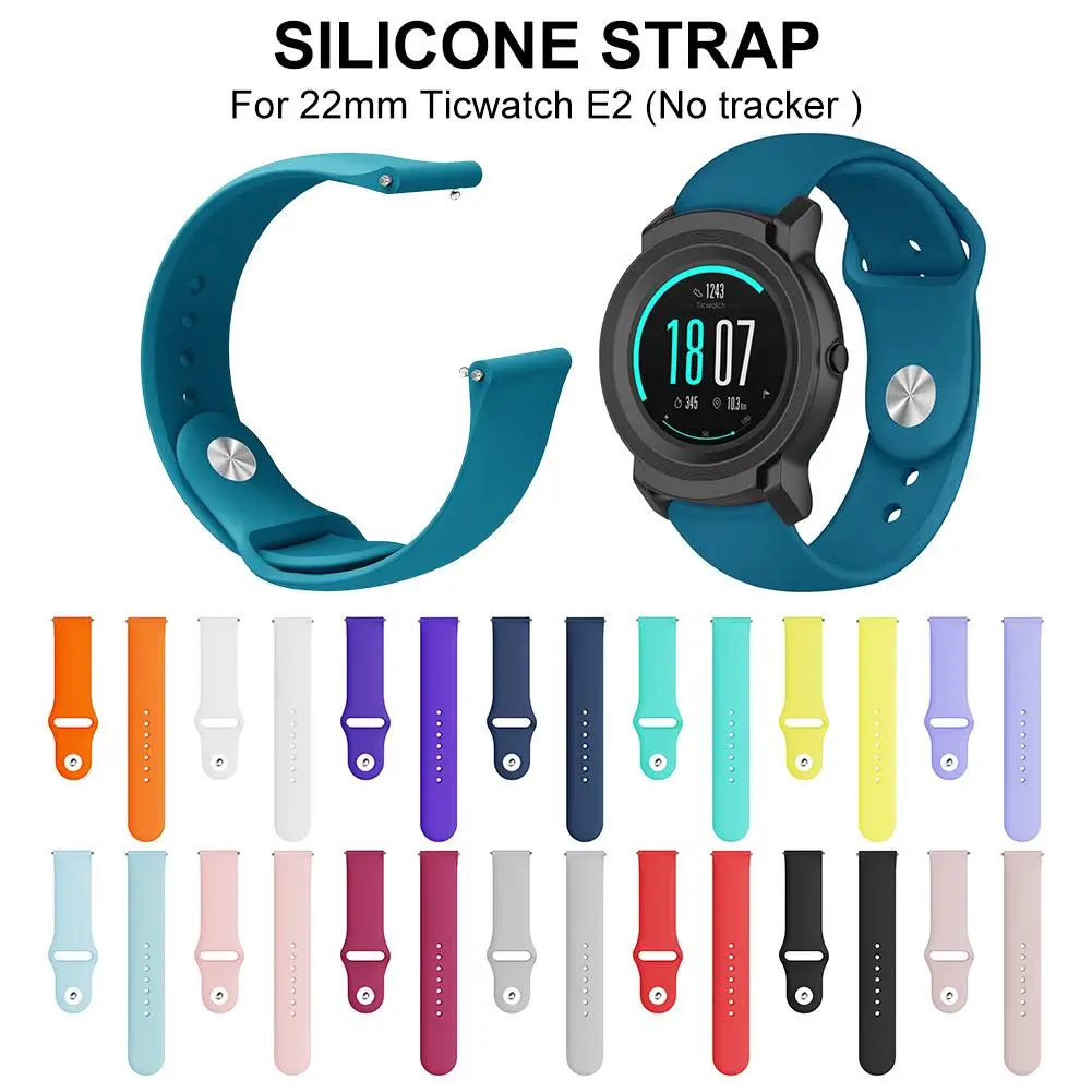 

22MM Silicone Strap Replacement Wristband For Ticwatch E2 Smart Watch Accessories Wrist Band Strap Reversal Buckle