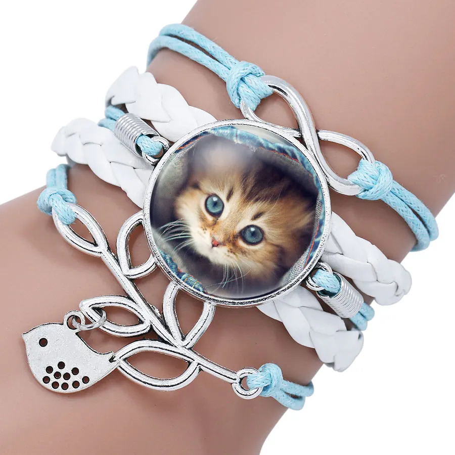 

NingXiang Fashion Multi Cat Pictures Infinity Olive Bird Charms Bracelets Bangles Jewelry Handmade Cheap Bracelet For Kids Gifts