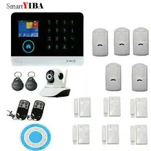 SmartYIBA WIFI GSM Casa Sistema De Alarme Com LCD Sensível Ao Toque tela Do Painel de Alarme de WI-FI Câmera IP Sem Fio Sirene Azul Movimento alarme