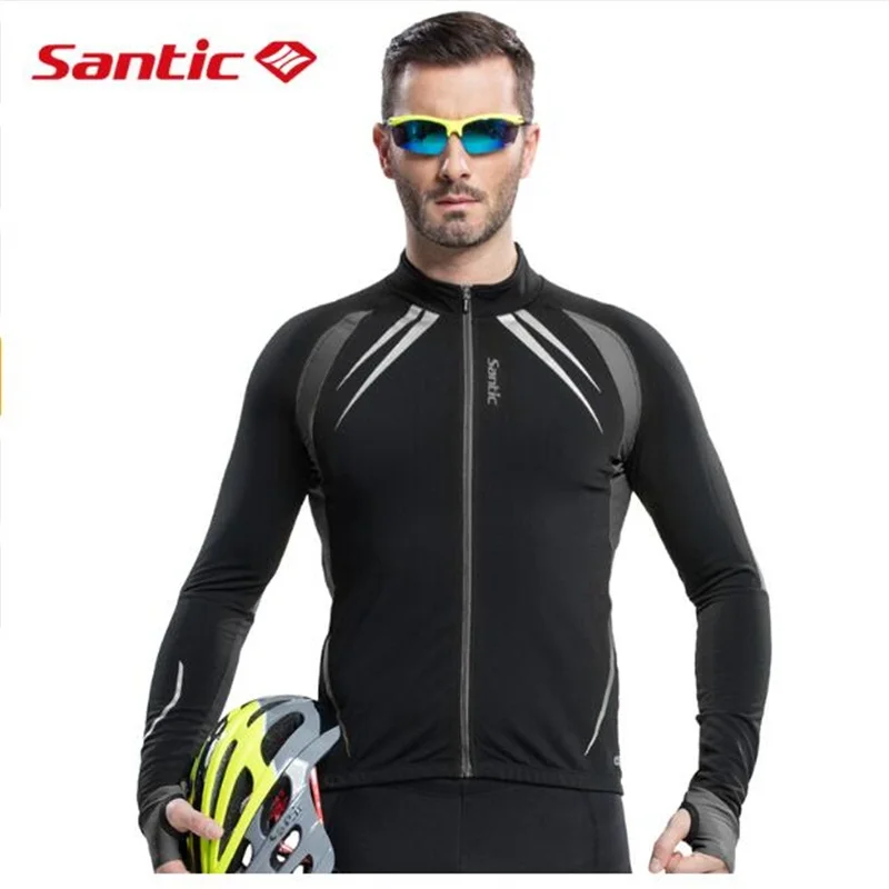 Santic Мужская зимняя велосипедная куртка теплая флисовая куртка для горного велосипеда ветрозащитная ветровка велосипедная одежда пальто куртка