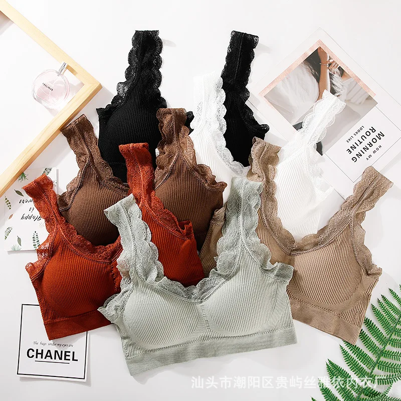 

Seamless Little Bear Fairy Lace Chest Wrap Chest No Steel Ring No Light Thread Back Beauty Exercise bra Lady