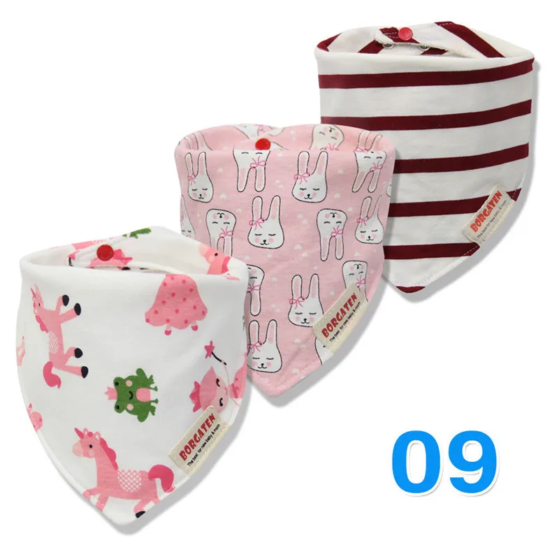3 шт./лот, нагрудники для новорожденных мальчиков и девочек, брендовые банданы для малышей из хлопка, шарф, детский шарф - Цвет: 09
