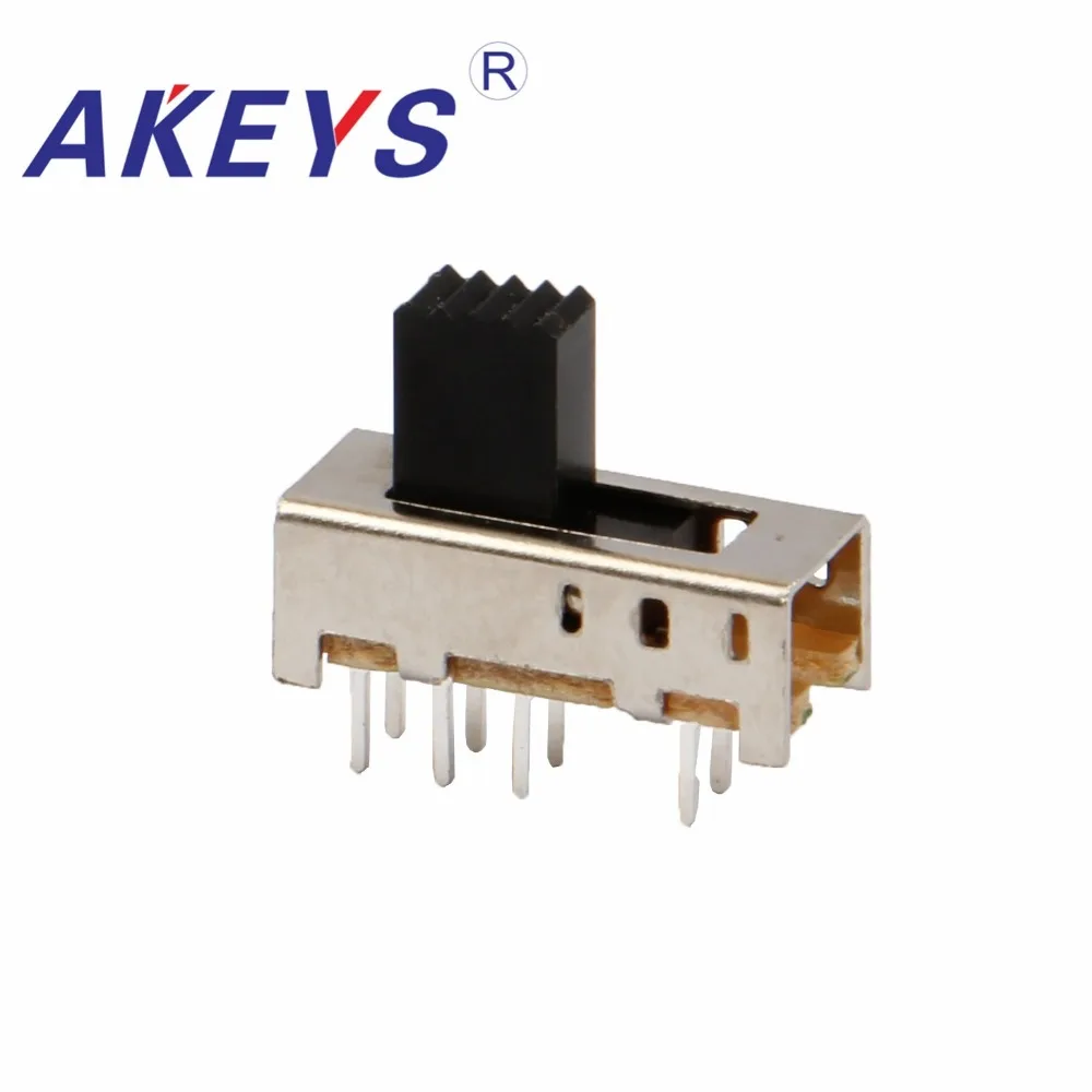 

50PCS SS-23E08 2P3T Double pole three throw 3 position slide switch 8 solder lug pin DIP type without fixed pin