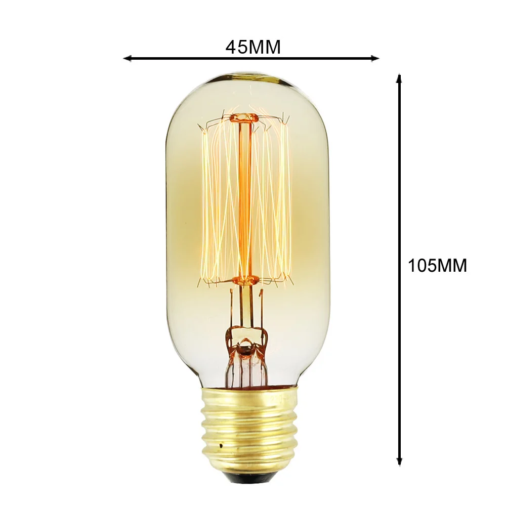 Винтаж лампочка эдисона ST64 спираль лампа накаливания 220 v 40 W Ретро flament свет для домашнего декора G80 G95 G125 T300T9 A60 звезда - Цвет: T45 squirrel cage