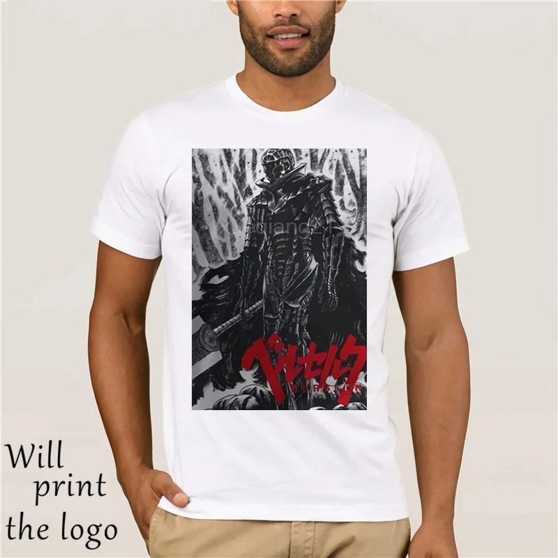 T Shirt Logo Berserk Guts Japan Anime Manga Knight Skull Black Short Men Graphic Crew Neck T-shirt For Men