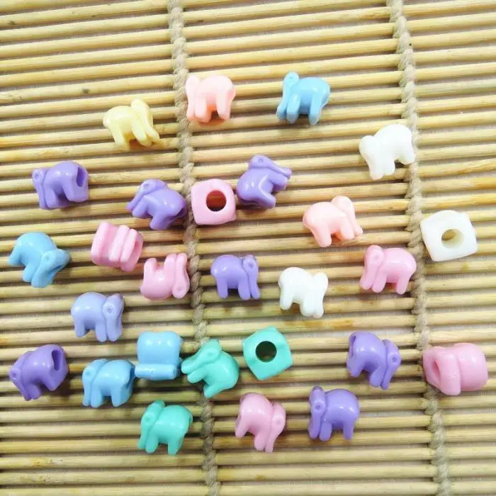 

Spring Color Mixed Big Hole Elephant Acrylic Charm Beads 50pcs 10*10*9mm BJ-08