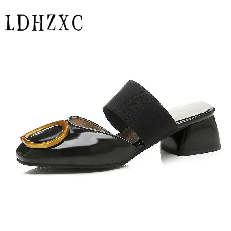 

Ldhzxc Big Size High Heels Women Sandals Thick Heels Square Toe Sandals Shoes Fashion Casual Ankle Strap Ladies Shoes