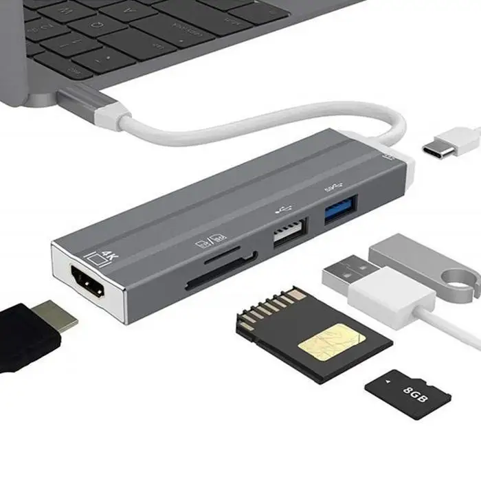 Тип-c концентратор Six-in-one type C к HDMI USB концентратор с TF/SD кардридер поддержка зарядка PD