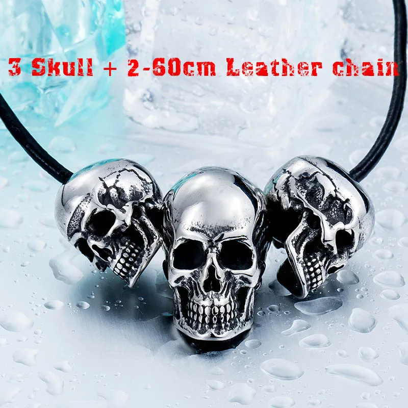

Beier new store 316L Stainless Steel pendant necklace new arrival super punk skull biker pendant Fashion Jewelry LLBP8-216R
