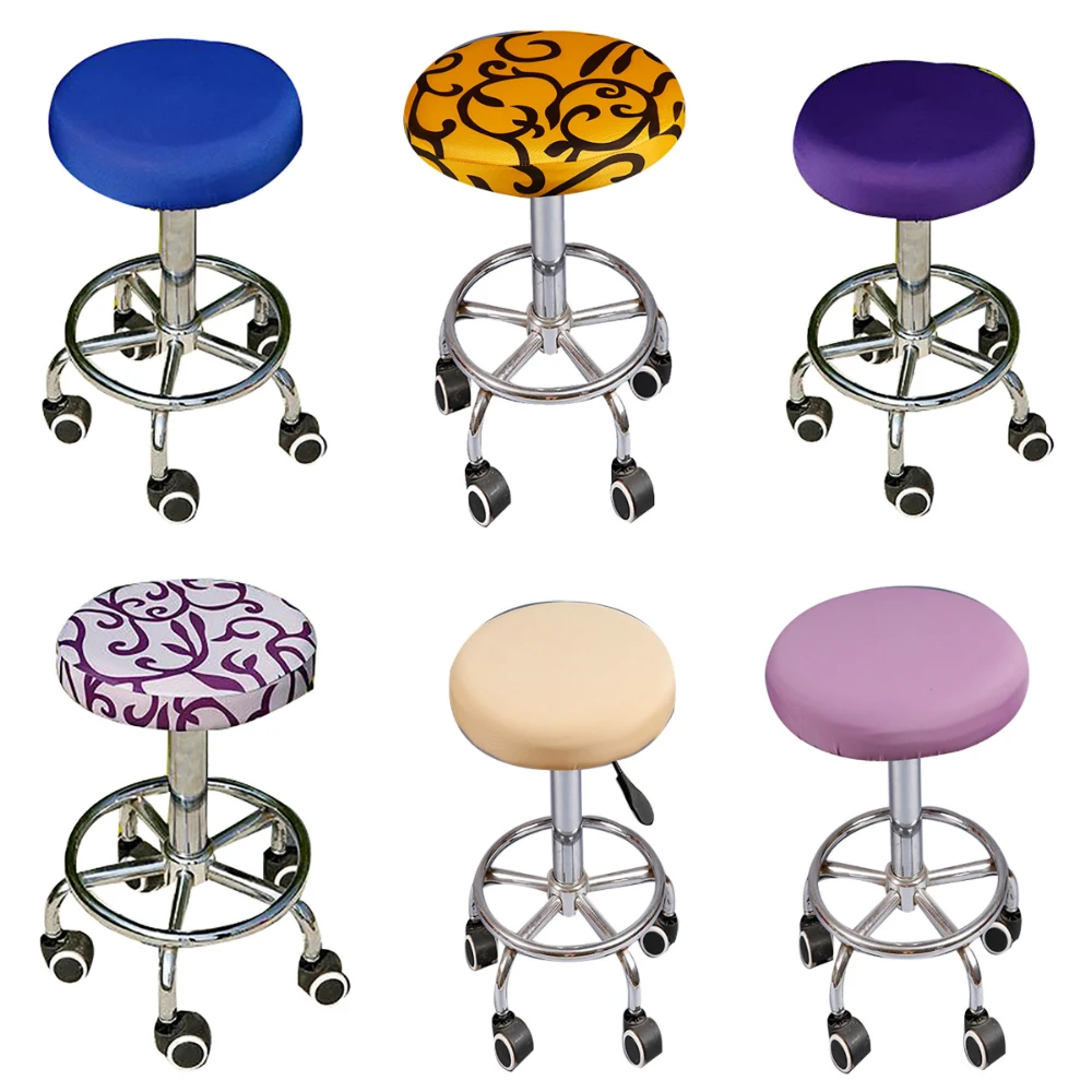 

Lychee Pure Color Round Chair Cover Stretch Elastic Chair Covers for Home Kitchen Wedding Birthday Party