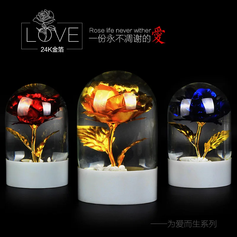 

1PC 24K Gold Rose crystal ball ornaments decorations on Mother's day to send his girlfriend to marry a birthday gift wall dies