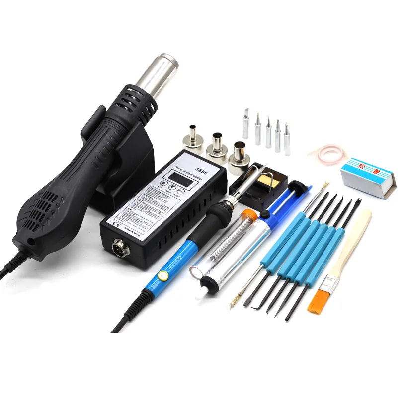 

8858 Hot Air Gun Portable BGA Rework Solder Station Hot Air Blower Hair Dryer Soldering Hairdryer Desoldering Repair Tool