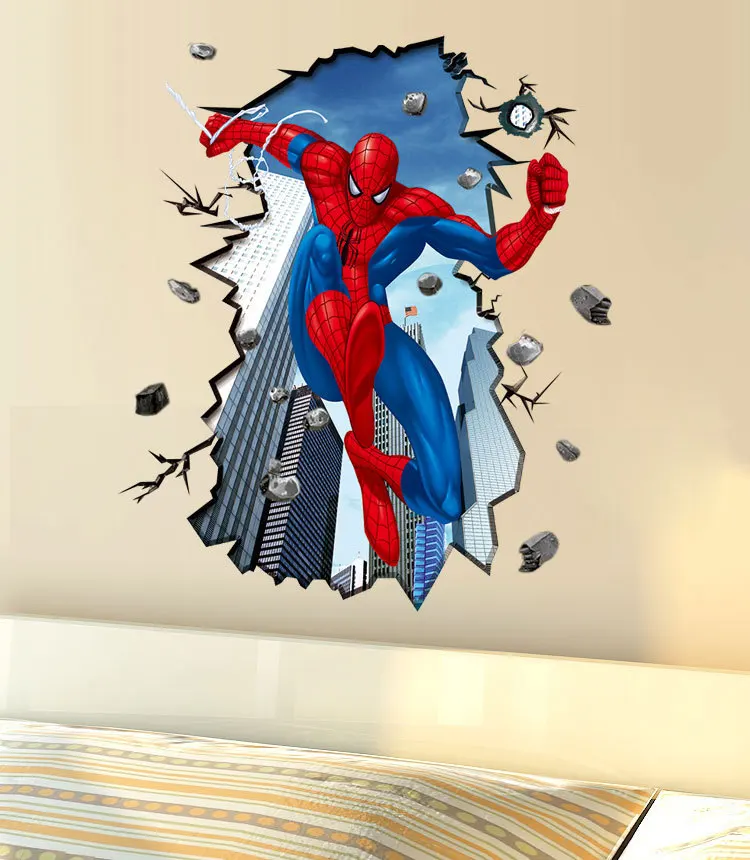 

popular Spiderman Cartoon Movie kids room decal wall sticker boy birthday toy gift children nursery party home decor HCX039