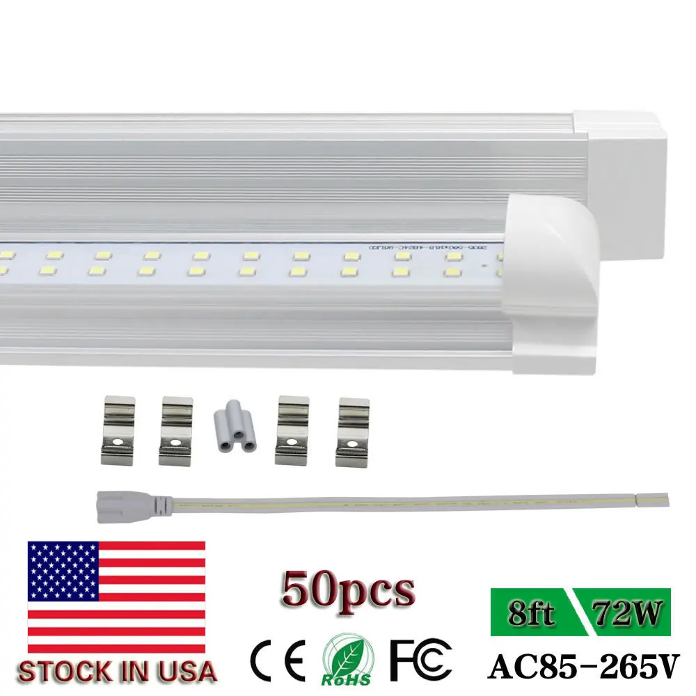 Prix T8 intégré luminaire 96 lampe de bar 8 pied 72 W double rangée led néon couvercle transparent 2.4 m 8ft Remplacer garage ampoule fluorescente