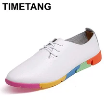TIMETANG осень Весенняя Новинка кружево кожа женская обувь на плоской подошве белые туфли острым глубокий рот на мягкой подошве для отдыха на плоской подошве яркая женская обувь