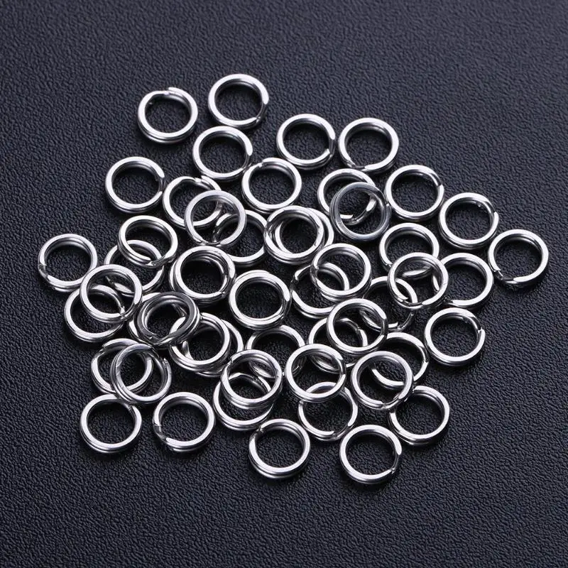 50pcs/set Stainless Steel 5 Sizes Fishing Rings O Ring Split Clip ...