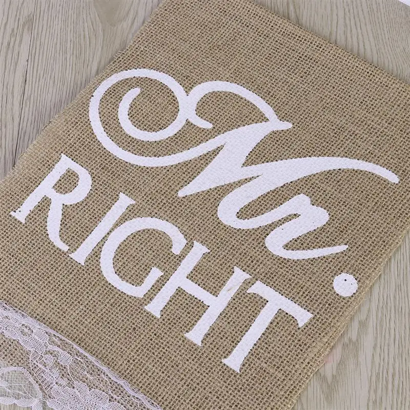2 шт. Mr Right Mrs Always правый стул набор флажков деревенский стул с джутовым баннером знаки с кружевная бахрома фото стенд реквизит свадебные украшения