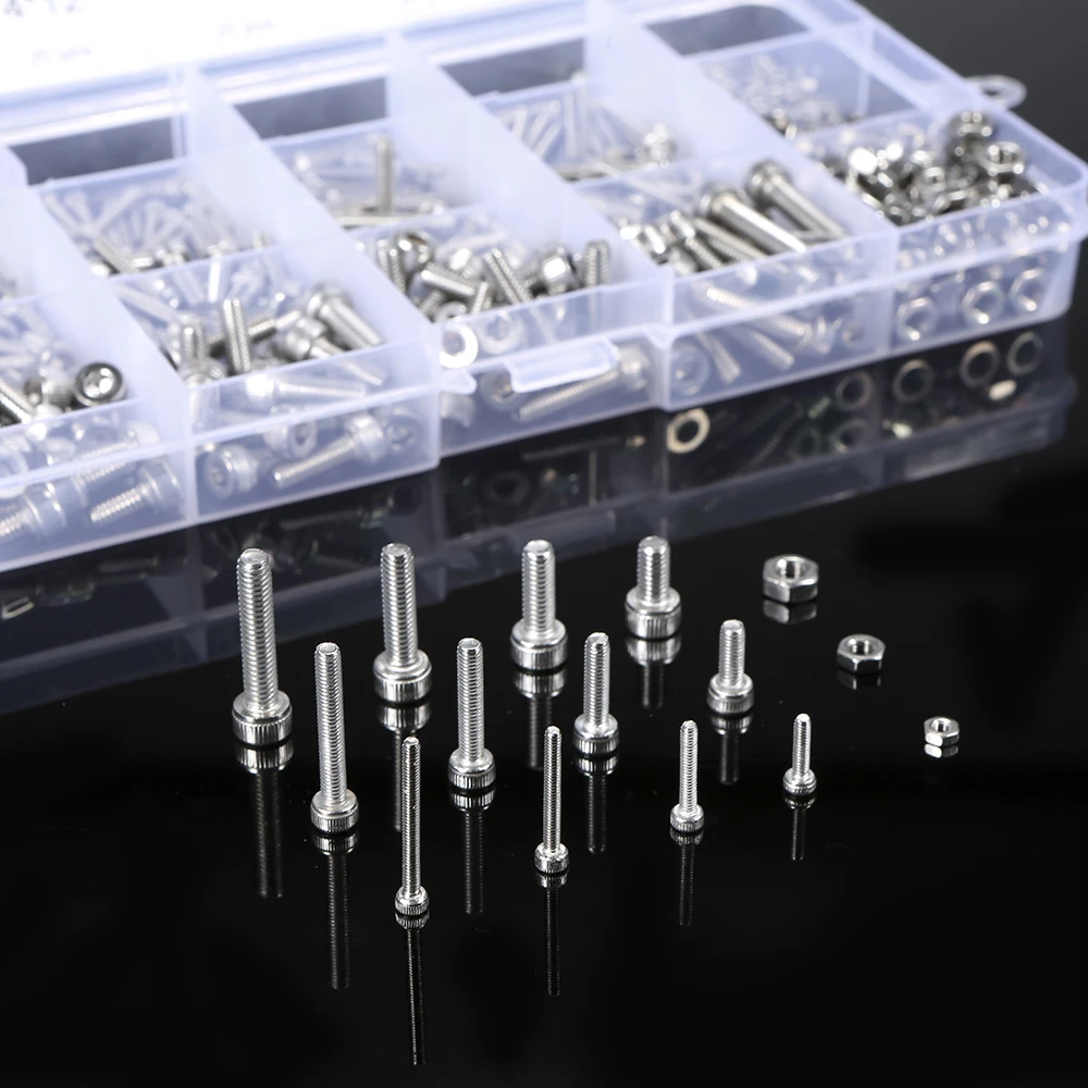 480Pcs DIN912 M2/M-3/M-4 Screw Nut Set Practical Screws Nuts Stainless Steel Screw Nut Combination Screwdriver Repair Tool Kits