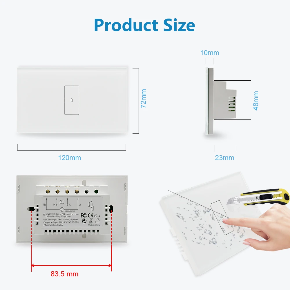 Tuya Smart Life WiFi сенсорный переключатель стеклянная панель Голосовое управление Google Home Alexa Echo IFTTT приложение Дистанционное управление на выключенном водонепроницаемом