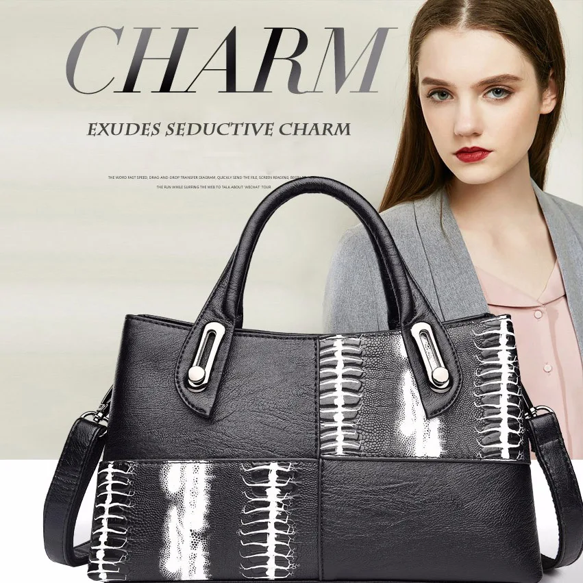 

Tasteful Middle-aged Women Handbag Faux Leather Zebra pattern/Female Casual Shoulder Messenger Bag Personality Crocodile Texture
