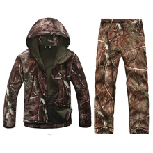 TAD кожа акулы, флисовая куртка+ брюки тактические мужские зимние водонепроницаемые походные куртки набор армейский Камуфляжный костюм
