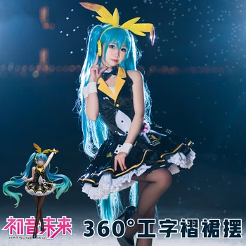 

[PER-SALE] Anime Vocaloid Miku Bunny Girl Uniform/Outfit Dress Cosplay Costume+Headset Women Halloween Free Shipping 2019 New.