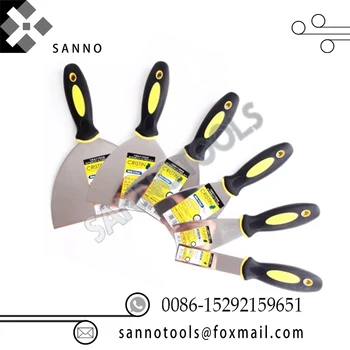 

High quality 1 inch - 6 inch stainless steel flexible Putty Knife black and yellow plastic handle scraper, wall scraper