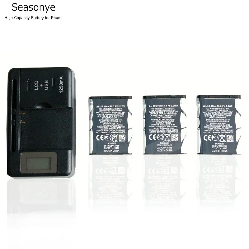 Seasonye 3x890mAh BL 5B сменный аккумулятор + зарядное устройство для Nokia
