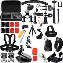 Kit set for Gopro Hero 5 Go Pro Accessories SJCAM SJ4000 Camera Chest Head Mount Strap Float Bobber Tripod L Case Car mount 30