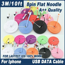 1 м 2 м 3 м 8 pin Плоский Цветной синхронизация данных Зарядка зарядное устройство адаптер Usb кабель для Iphone XS Max XR X 8 7 6 Plus 5 100 шт./партия