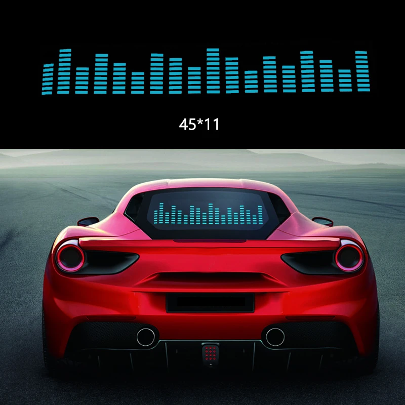 

Niscarda 45*11cm Ice Blue Car Sticker Music Sound Rhythm LED Flash Light Rear Windshield Sticker Styling Neon Lamp