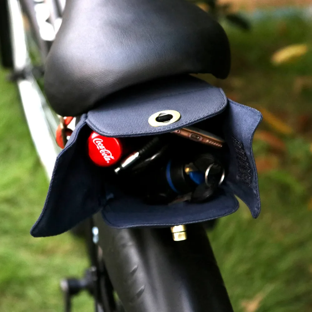 Clearance Tourbon Outdoor Bicycle Saddle Bag Seat Tail MTB Pouch Blue Canvas Phone Pouch Bike Case Water Repellent Cycling Accessories 4