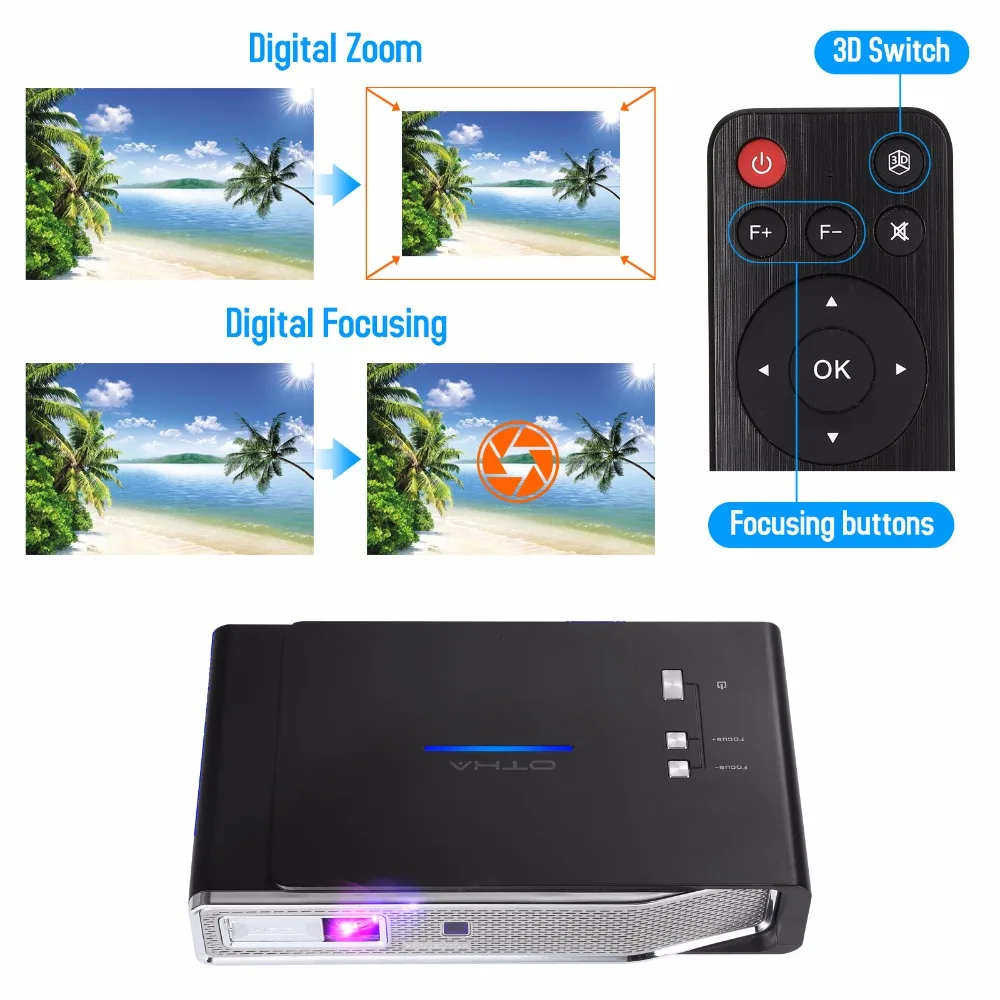 OTHA 600ANSI Iumens MiniSmart 3D Projector Home Theater ProjectorSupport 4K 1080PHD Mini Portable Projector No Built-in battrery OTHA 600ANSI Iumens MiniSmart 3D Projector Home Theater ProjectorSupport 4K 1080PHD Mini Portable Projector No Built-in battrery