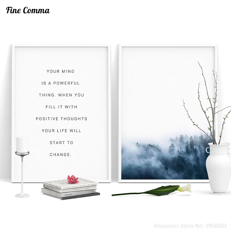 

Scandinavian Decor Foggy Forest Quote Nordic Art Decor Posters and Prints Wall Picture for Living Room Wall Art Canvas Print